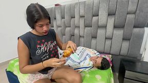 Latina takes care of her sick stepbro, ending up getting laid in his bed