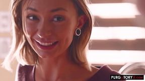 Blonde lover watches her man pound her petite Asian friend