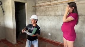 Little Engineer Fucks a Pregnant Girl in Exchange for a Home Inspection and Ends up Shoving His Huge Cock Into Her.