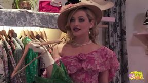 Shopping turns into a lustful lesbian threesome with the brunette worker and two blonde customers