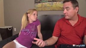 Redhead Step Daughter got Punished by Three COCKS