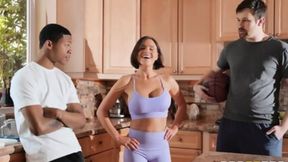 Wild wife goes wild &mdash;  gets creampied and watches hubby jack off &mdash;  raw and uncut