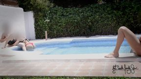 Having fun in a pool of a swinger club!!