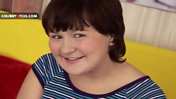 Chubby teen grinning &mdash;  licking and riding