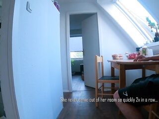 DICKFLASH in STUDENTS APARTMENT: a lascivious college angel can't resist to finish me off