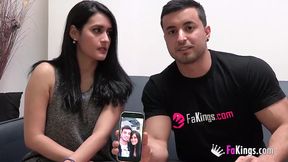 Her boyfriend watches as we take Bianca